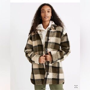Madewell Plaid Wool Blend Shacket Jacket Small cabincore Cozy Button Front Coat